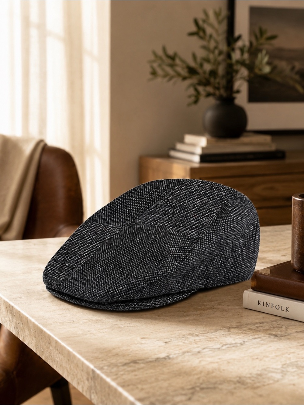 Men's Dockers Charcoal Gray Textured Flat Newsboy Ivy Cap With Ear Flaps NWT